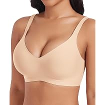 Haut De Fitness Femme - Col V Profond, Sans Couture, Fin, Sans Armatures - Pour Grande Poitrine - Soutien-gorge Push-up Discret