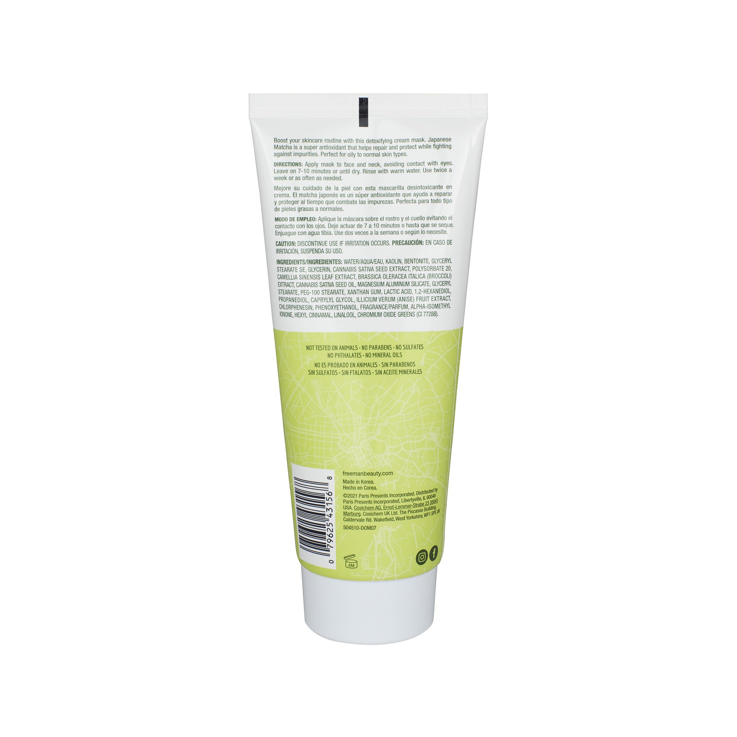 Freeman Exotic Blends Detoxifying Japanese Matcha Cream Facial Mask, 6 fl.oz./ 175 mL Tube