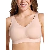 COMFELIE Wireless Bra Seamless Comfort Everyday Bra for Women, Breathable Seamless Bra with Scallop Edges