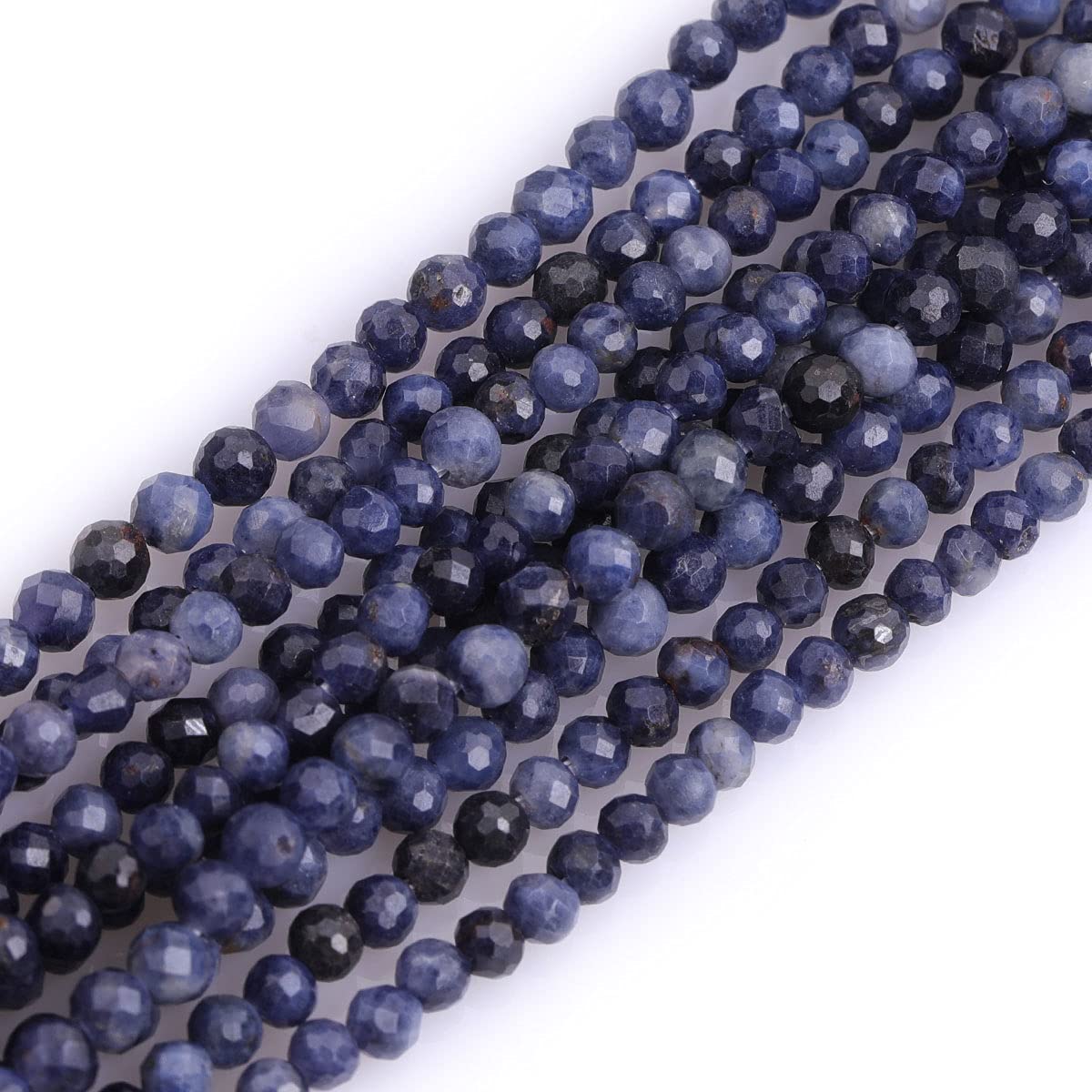 Gem-Inside 3mm Tiny Sapphire Natural Gemstone Faceted Round Semi Precious Loose Seed Beads for Jewellery Making 15" Strand