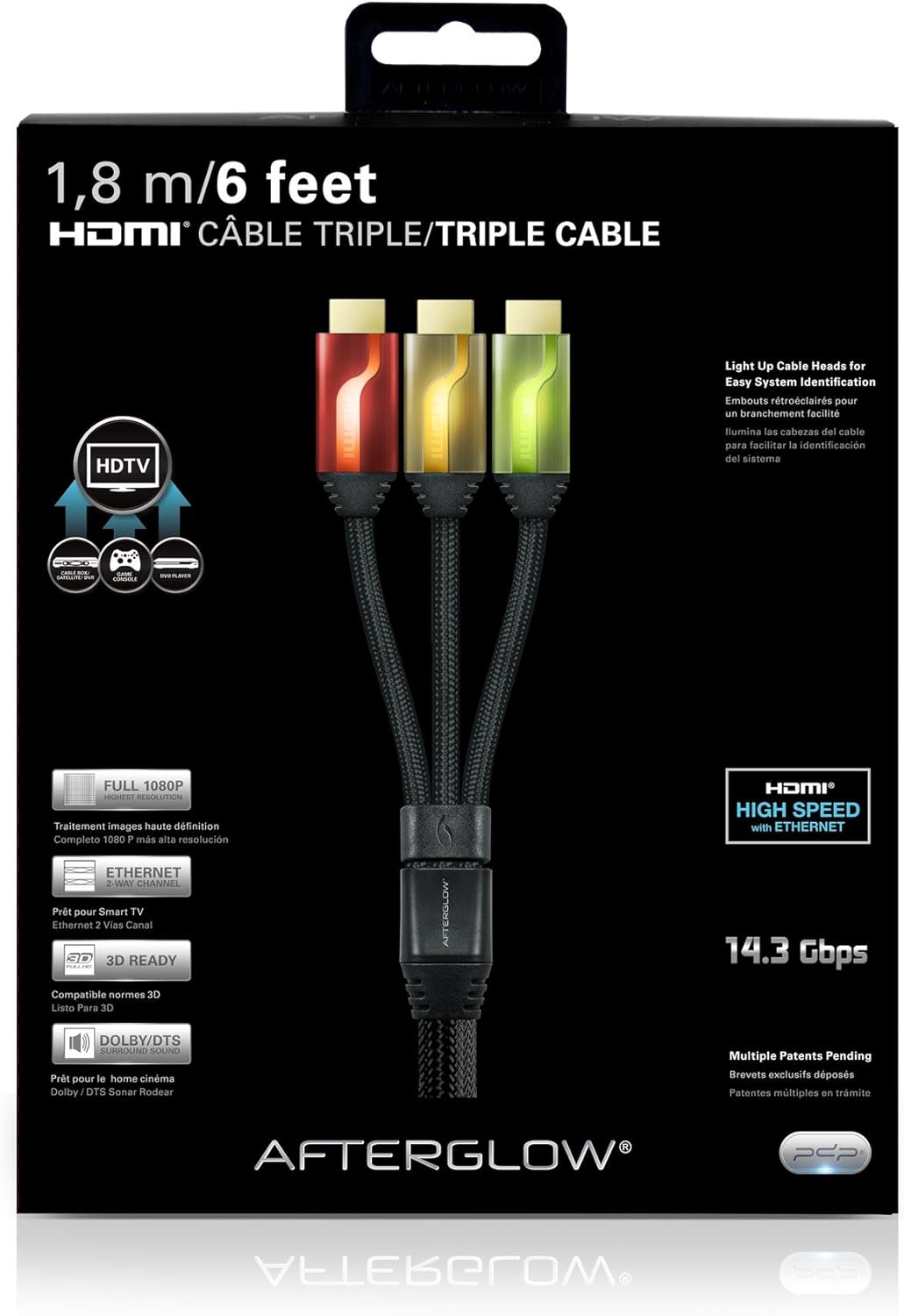 Afterglow PL-9023ROLEU Triple HDMI Cable 1.80 m Multi-Coloured, multicolored, 1.8 Meters - Image 3