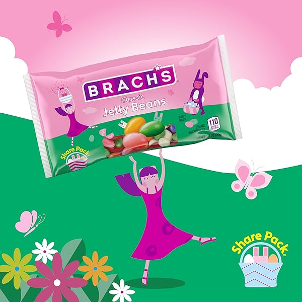 BRACH’S CLASSIC JELLY BEANS, SPRINGTIME EASTER CANDY, 3.5 OZ SHAREPACK (PACK OF 12)