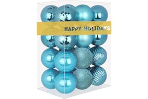 GAMEXCEL Baby Blue 2.5" Christmas Balls Christmas Tree Decoration Ornaments Shatterproof Hanging Balls for Birthday Halloween Holiday Wedding Decorations Set of 24pcs