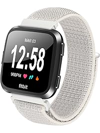 Fitbit Versa Bands, Soft Nylon Sport Strap Replacement Accessories Wrist Band Adjustable for Fitbit Versa Fitness Smartwatch Women men(white)