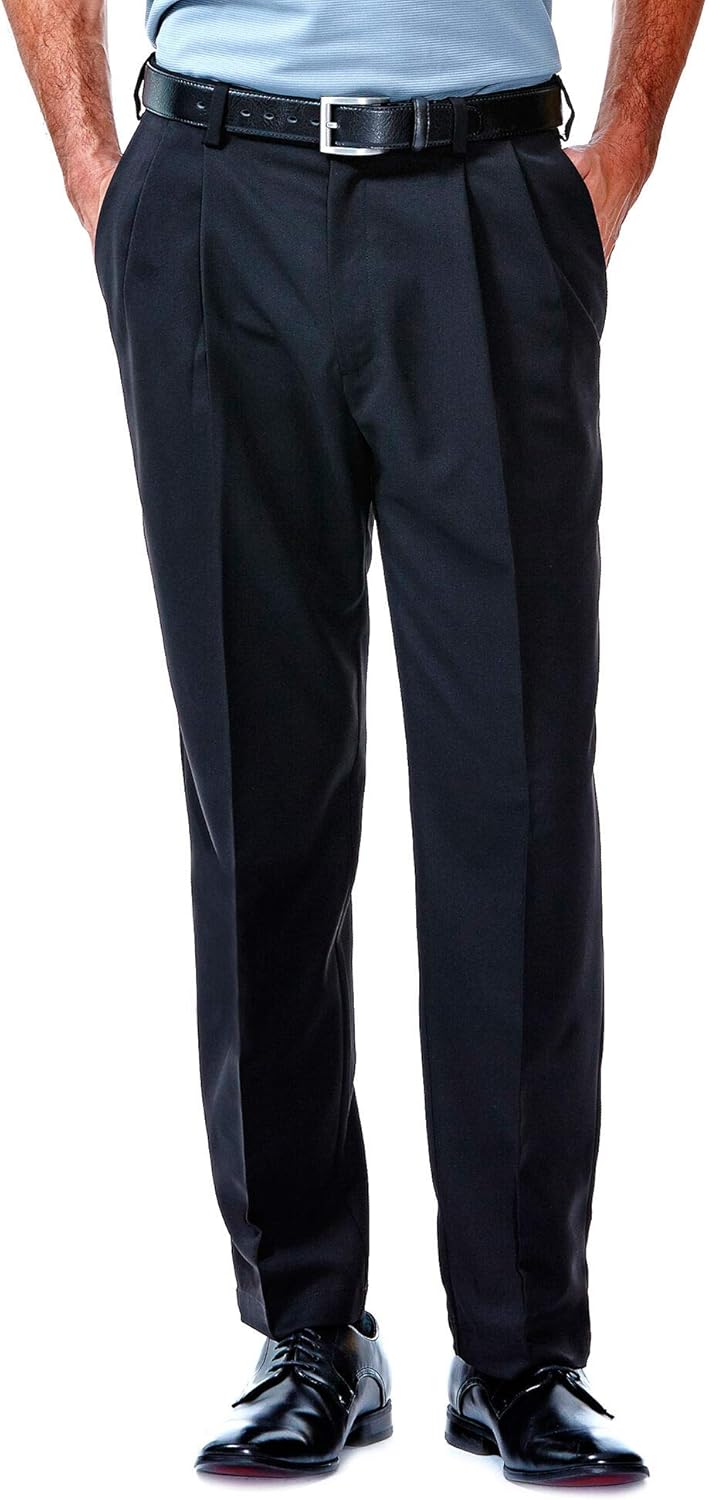 Haggar Men's Cool 18 Hidden Expandable Waist Pleat Front Pant-Regular and Big & Tall Sizes at 