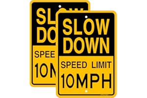 Joffreg Slow Down Speed Limit 10 MPH Sign,17 x12 Inches,Reflective Aluminum (2 Pack)