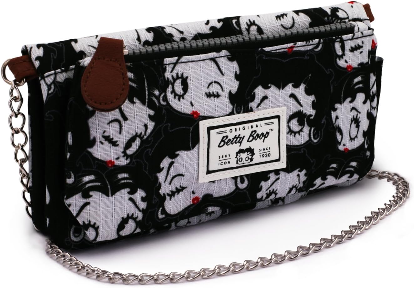 Betty Boop Noir-Soft Wallet with Chain, Black, 20 x 9 cm