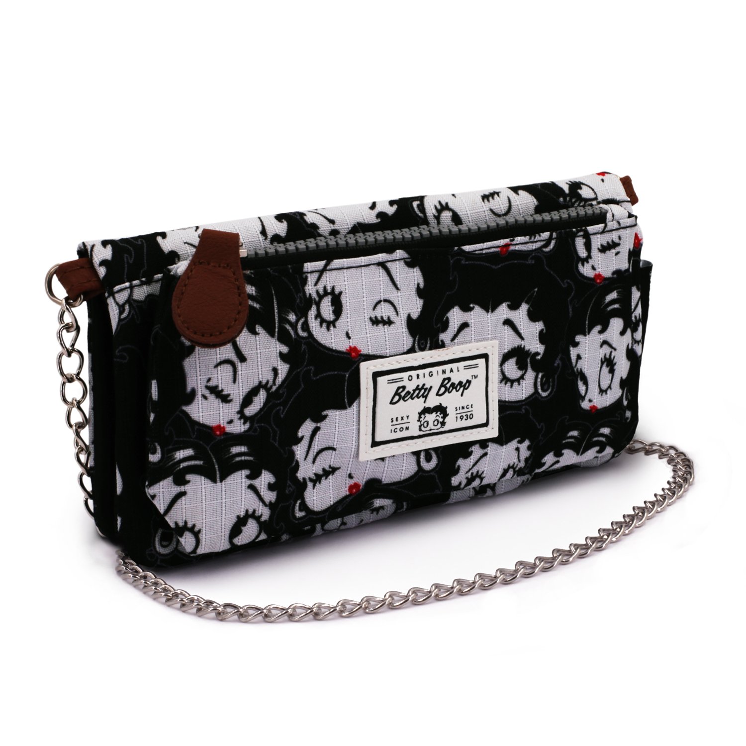 Betty Boop Noir-Soft Wallet with Chain, Black, 20 x 9 cm