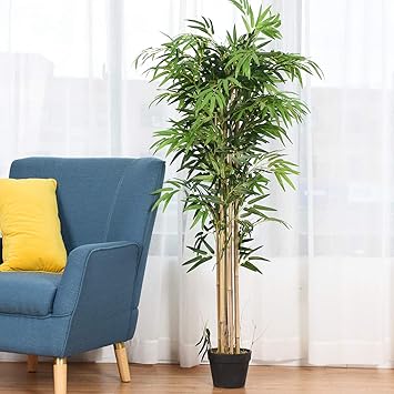 Costway Artificial Trees With Plastic Pot Fake Decorative Plants