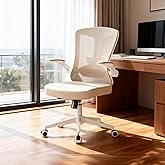 Ergonomic Office Chair with Lumbar Support, High Back Mesh Desk Chair with Flip-Up Arms, Adjustable Computer Task Chair, Khaki