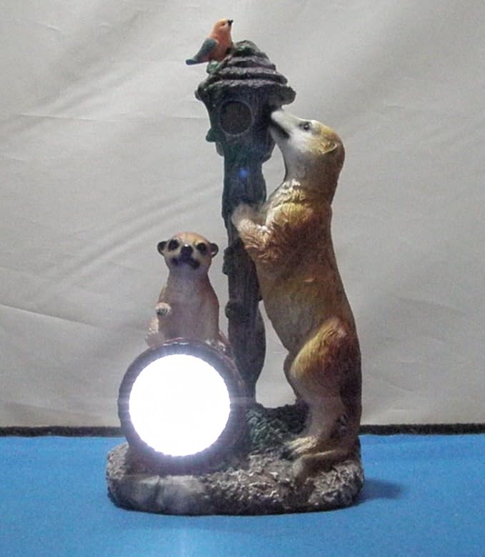 Meerkat & Pup Garden Ornament with Solar Light Amazon.co.uk Garden