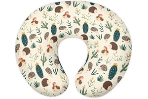 Goronwyfloyd Hedgehog Cactus and Floral Nursing Pillow Cover for Baby Boy Girl Ultra Soft Comfortable Newborn Nursing Pillow Case Easy to Use and Dustptoof