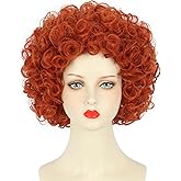 yuehong Short Curly Red Wig Adult Anime Cosplay Costume Soft Breathable Heat Resistant Synthetic Fibers Wig Party Cosplay Costume Hair for Women