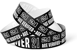 Sutter Signs 21+ Wristbands for Events 500 ct | Over 21 Age Verified Wristbands for Venue, Concerts, Night Club | Black & White Waterproof Vinyl Wrist Bands for Parties