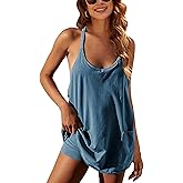 Faleave Women's Summer Sleeveless Mini Dress Athletic Dress Spaghetti Strap Short Tennis Dress with Pockets