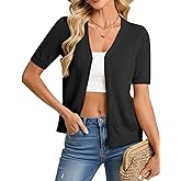 GRACE KARIN Women's Short Sleeve Spring Sweater, Lightweight Cotton Cardigan, Button Up V Neck Dressy Casual Cute Tops