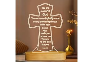 OkiyiD Baptism Gift for Girl Boy, Christening Gifts, Cross 3D Night Light LED Illusion Lamp,Soft Warm Lamp for Kids Bedroom Decoration, You are a Child of God