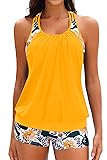 Yonique Two Piece Tankini Bathing Suits T-Back