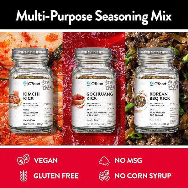O’FOOD [GOCHUJANG] KICK KOREAN RED CHILI PEPPER SEASONING MIX | VEGAN, GLUTEN FREE | NO CORN SYRUP, NO ADDED MSG | MULTIPURPOSE KOREAN SPICE BLEND | REAL GOCHUJANG & SEA SALT | 2.2OZ (65G), MADE IN KOREA