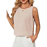 AXUIOKRY Womens Cotton Linen Cropped Tank Tops Sleeveless Loose Fit Blouses Basic Shirt