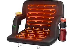 HOPERAN Dual-Sided Heated Stadium Seats for Bleachers with Back Support, 3 Levels Heating Stadium Seating for Bleachers Seat with Backrest, 5 Pockets Portable Stadium Chair for Outdoor
