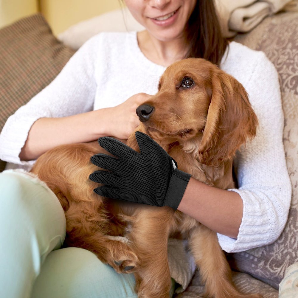 Pet Grooming Glove Deshedding Brush for Dogs & Cats with Long & Short Fur