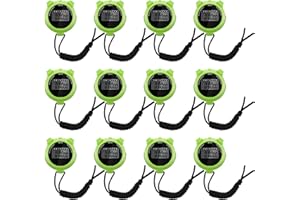 Loetere 12 Pcs Multi Function Stopwatch with Lanyard Digital Gym Stopwatch Timer Date Time Alarm Shockproof Waterproof Display Stop Watch for Coach Referees Swimming Running Training Fitness