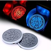 ACODABLEM 2 Pack LED Cup Holder Lights, Car Coaster with 7 Colors Changing USB Charging Mat, Luminescent Cup Pad Interior Atmosphere Lamp Decoration Light
