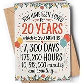 20th Birthday Card - 20 Birthday Card for Girls or Boys - Happy Birthday Cards for 20 Year Old Daughter, Son, Niece, Nephew, Grandson, Granddaughter - Loved for Twenty Years Bday - NUM 272