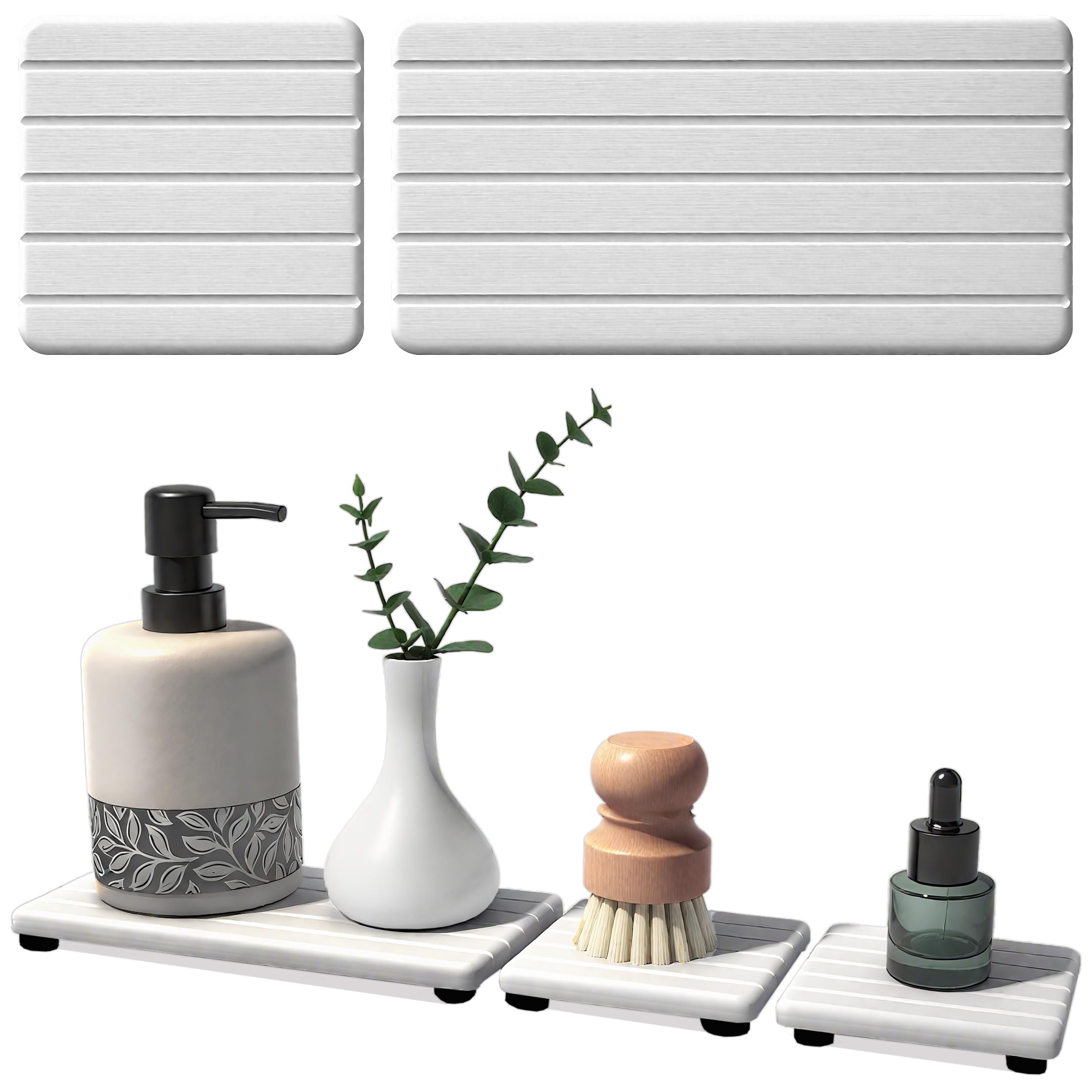 Photo 1 of 3PCS Stone Drying Tray, Stones Soap Trays, Water Absorbing Stone Tray for Sink, Fast Dry Diatomite Stones Mat, Used for Hand Soaps,Sponge,Toothbrush Holder in Bathroom Counter and Kitchen Sinks