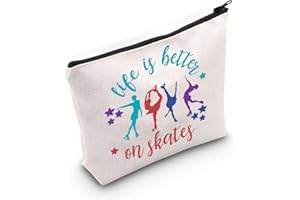 LEVLO Ice Skate Cosmetic Bag Skate Lover Gift Life Is Better On Skates Make up Zipper Pouch Bag Figure Skating Gift(Life Is Better On Skates)