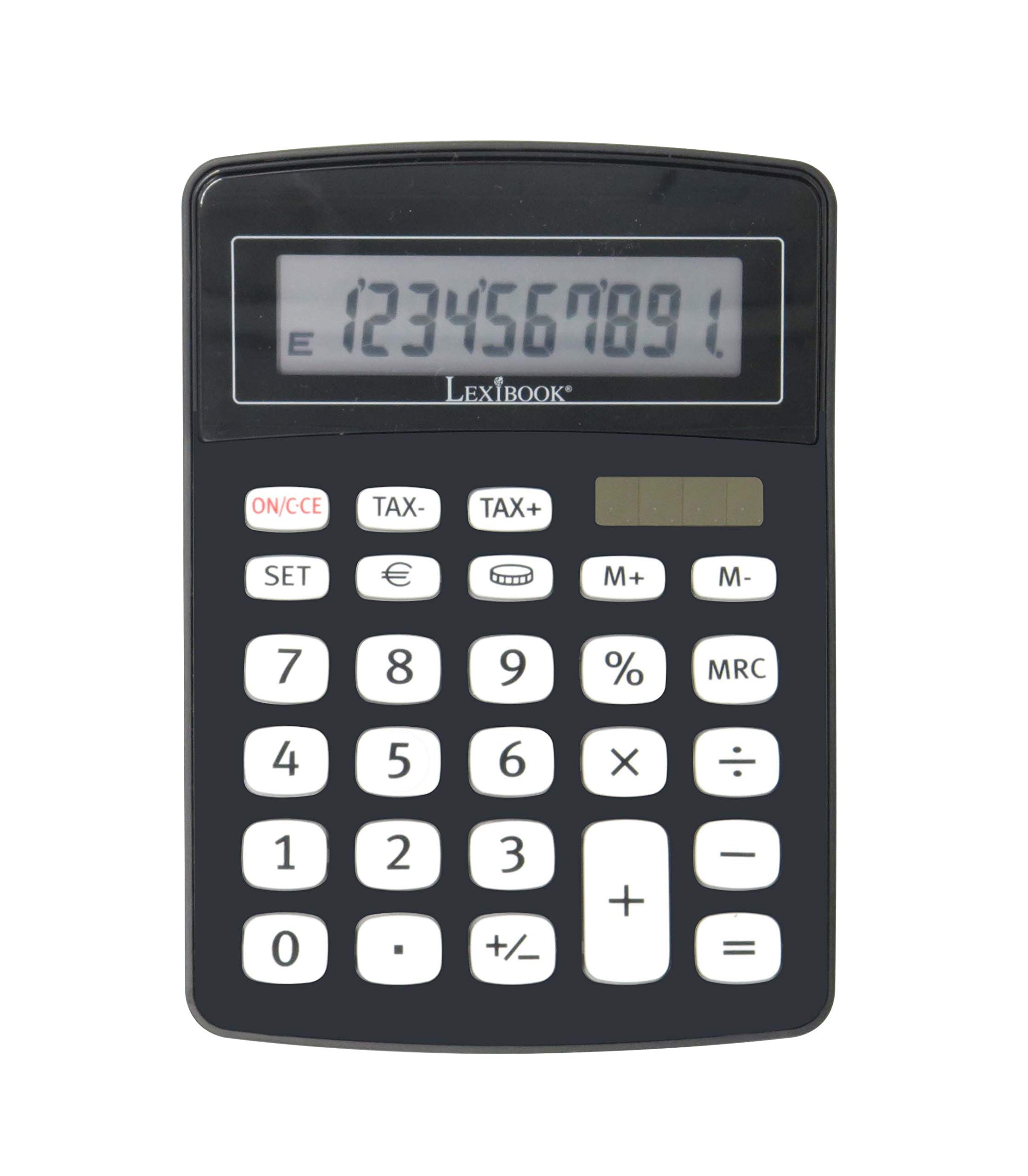 Lexibook, 10-Digit Office Calculator with Euro Converter, Black, EL226