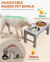Toozey Raised Dog Bowl Height Adjustable Elevated Stand Grey 2x1200ml view 3