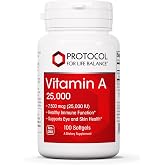 PROTOCOL FOR LIFE BALANCE Vitamin A 25,000 IU, Eye Health*, 100 Softgels | Supports Healthy Immune Function*, Supports Eye and Skin Health*, 7500 mcg of Vitamin A, Dairy-Free, Soy-Free