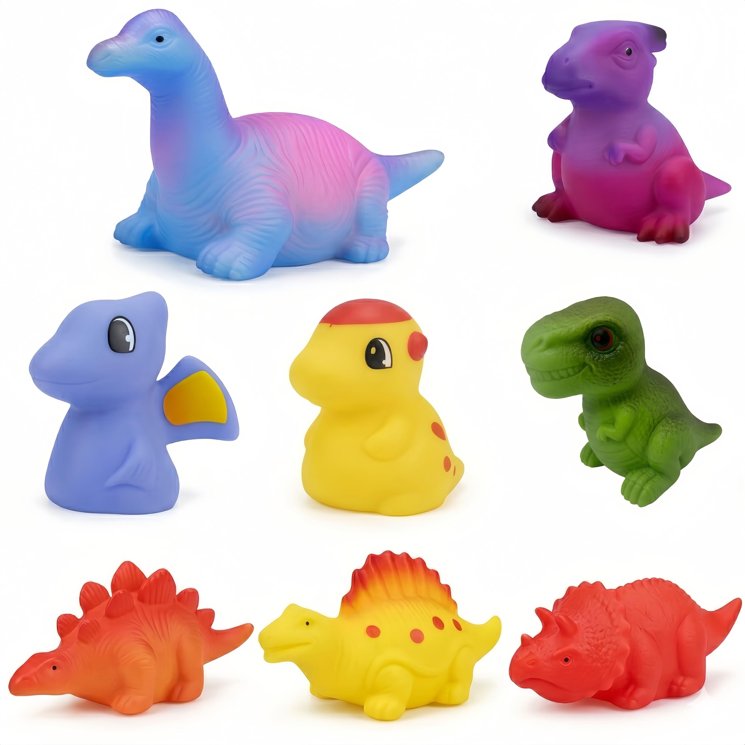 Muslecid Baby Bath Toys, 8 Pack Dinosaur Sensory Bathtub Toy Toddler Bath Toys, Colorful Water Toys for Ages 1, 2, 3, 4, and 5 Boys Girls Babies Gifts