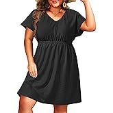 Pinup Fashion Plus Size Swimsuit Cover Up Women - Hollow Out V Neck Beach Dress Coverups