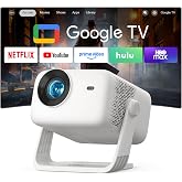 【Google TV &amp; 4K】Smart Projector with WiFi and Bluetooth, VISSPL AI Auto Focus &amp; Auto Keystone Portable Outdoor Projector, Voice Control Movie Gaming Projectors for Bedroom/Ceiling