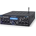Pyle Wireless Bluetooth Power Amplifier System- 200W Dual Channel Sound Audio Stereo Receiver w/ USB, SD, AUX, MIC IN w/ Echo, Radio, LCD, For Home Theater Entertainment via RCA, Studio Use- PDA6BU.5