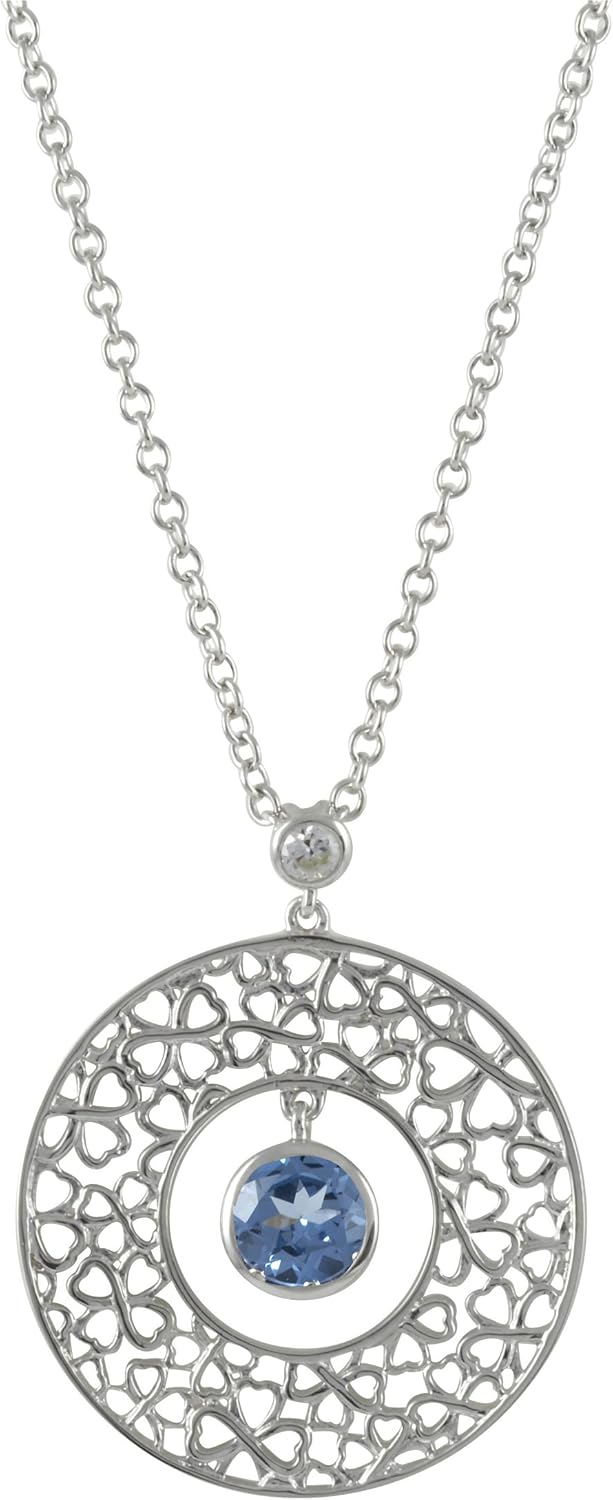Merii M0610n 90 76 45 Simulated Aquamarine Flower Pendant Necklace Amazon Co Uk Jewellery