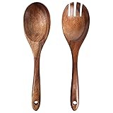 LOVEINUSA Salad Servers, 10.7in Wood Salad Tongs