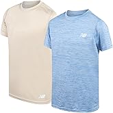 New Balance Boys Athletic Shirt - 2 Pack Short Sleeve Crew Neck Active Performance T Shirts for Boys (Sizes: 8-20)