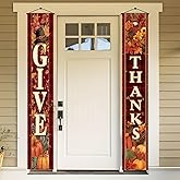 BlissYard Thanksgiving Banner Give Thanks Vertical Porch Banner 12x71 Inch Harvest Pumpkin Pilgrim Hat Door Decoration Autumn Wall Background Indoor Outdoor Fall Decor