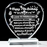Arikyrist 70th Birthday Gifts for Women Men Laser Crystal Heart Happy 70th Birthday Decorations Ideas Gifts for 70 Year Old Women Men Mom Dad Husband Wife Friends