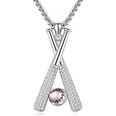 HUKKUN Baseball Necklace 925 Sterling Silver Baseball Necklaces for Men Baseball Bat Chain Baseball Jewelry For Men