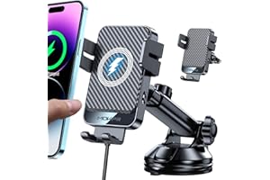 Wireless Car Charger, MOKPR 15W Fast Charging Auto-Clamping Car Mount Universal Hands-Free Car Charger Mount for Dash Windshield Air Vent Compatible with iPhone 16 15/14/13/12, Samsung S23/S22/S21,etc