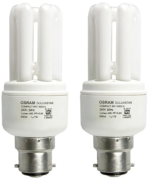 Osram 8 Watt mini Stick CFL Bulb B22d White (Pack of 2)