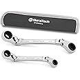 DURATECH 4-in-1 Flex-Head Reversible Ratcheting Box Wrench Set, SAE, 2-Piece, 5/16'' to 3/4'', 12 Point, CR-V, with Rolling Pouch