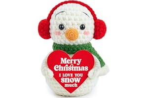 JETTRYRAN Positive Crochet Snowman Merry Christmas Gifts Ideas Decoration Gift Baskets for Families Husband Dad Mom Men Womens Wife Birthday Appreciation Holiday Gift Boxes Party Tree Decor Stocking Stuffer