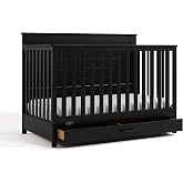 Graco Tristan 5-in-1 Convertible Crib with Drawer, Black | GREENGUARD Gold Certified, Fits Standard Crib Mattress, Premium Handle, Converts to Toddler Bed, Daybed, and Full-Size Bed