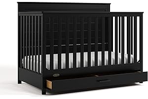 Graco Tristan 5-in-1 Convertible Crib with Drawer (Black) – GREENGUARD Gold Certified, Fits Standard Crib Mattress, Premium Handle, Converts to Toddler Bed, Daybed, and Full-Size Bed
